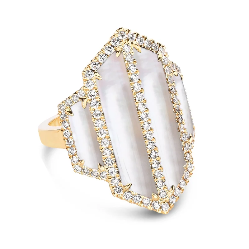 Women’s geometric engagement rings-Mother of Pearl and Diamond Ring