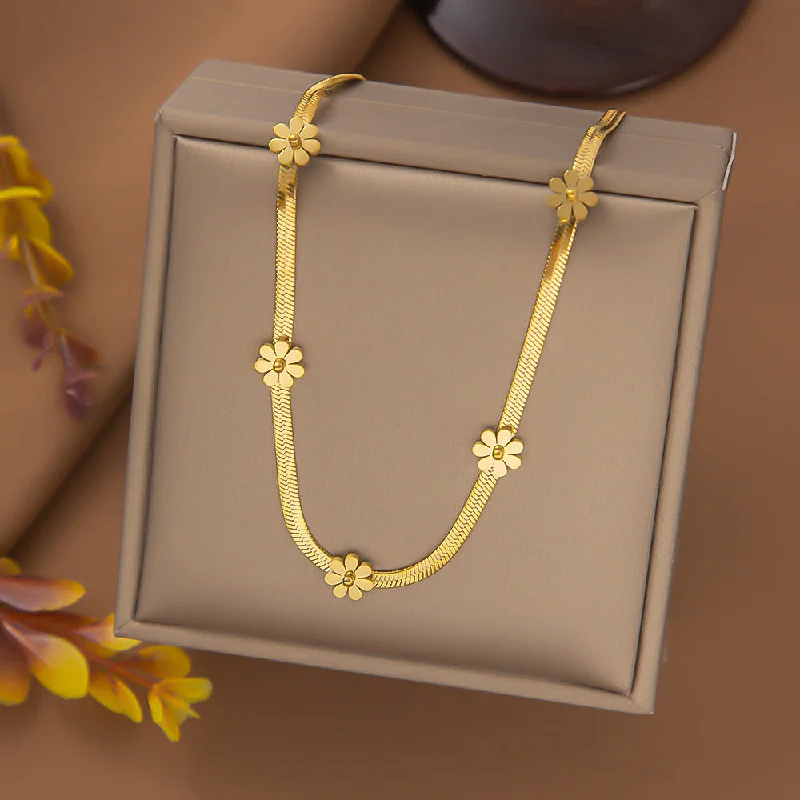 YC [H1106] Five Daisy Necklace [Gold]