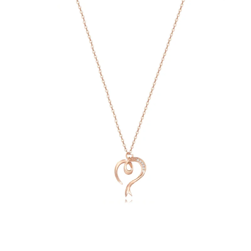 Women’s multi-layer necklaces-FANCIME Heart 14K Solid Rose Gold Necklace