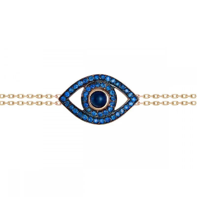 Women’s gold plated bangles-Sapphire Evil Eye Bracelet