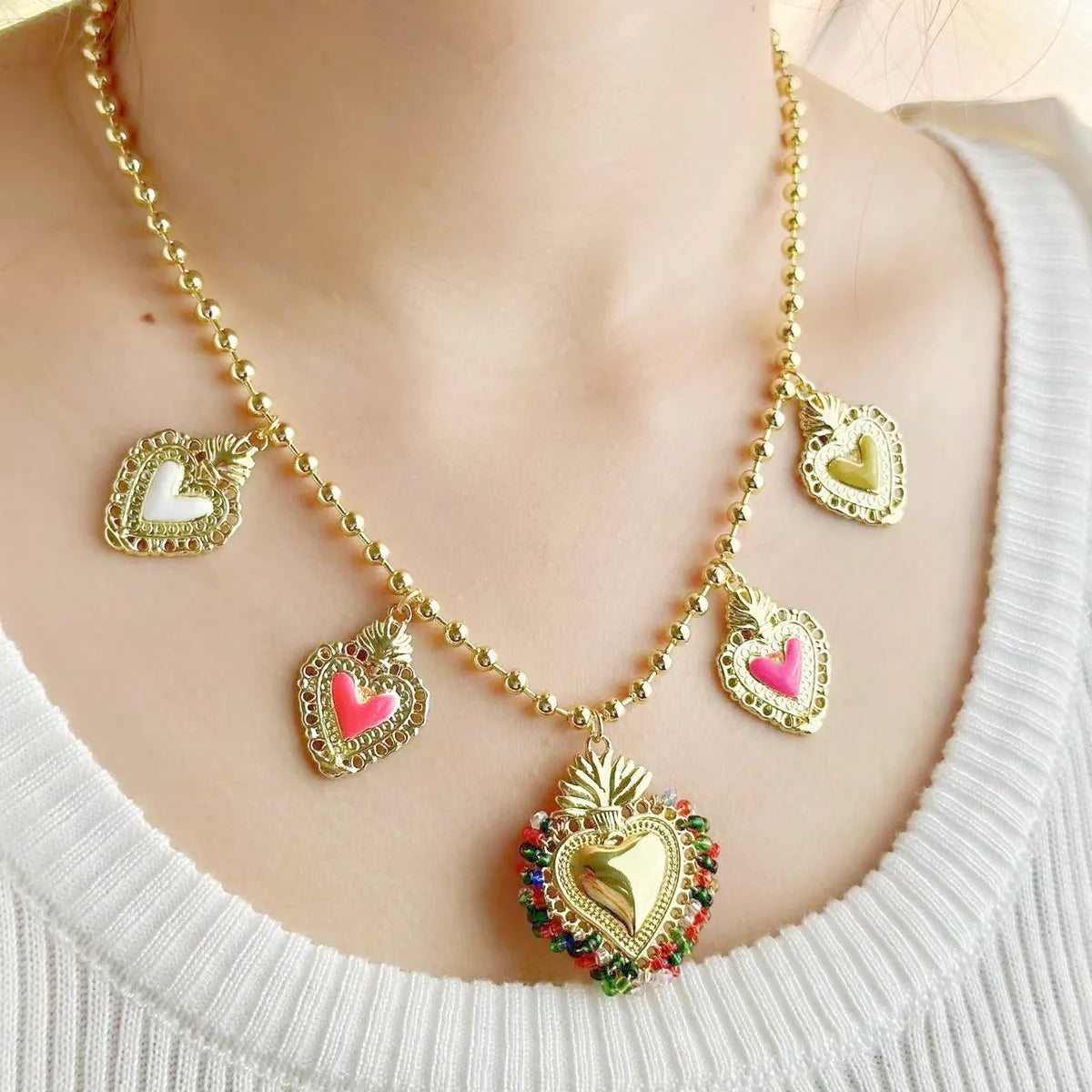 Women’s tennis necklaces-Copper Elegant Heart Shape Pendant Necklace