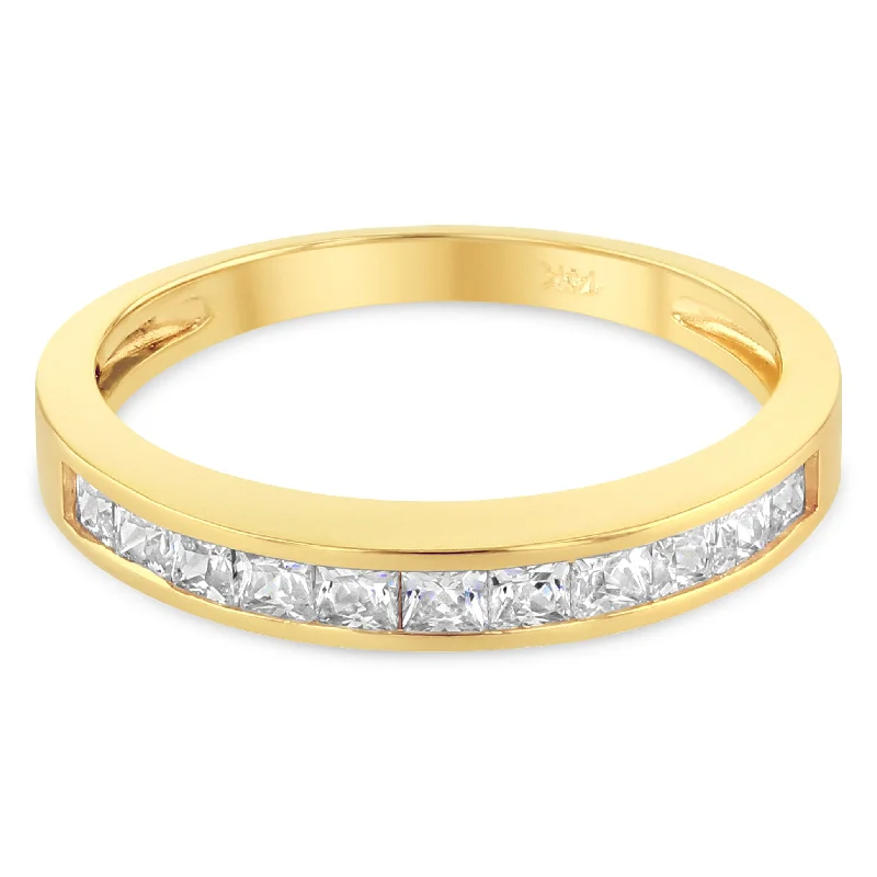 Women’s high-quality engagement rings-14K Solid Gold 2MM CZ Wedding Band