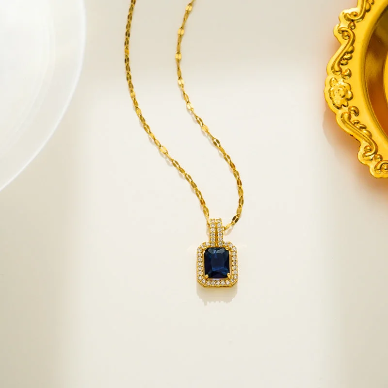 580 Gold Blue Zircon Necklace