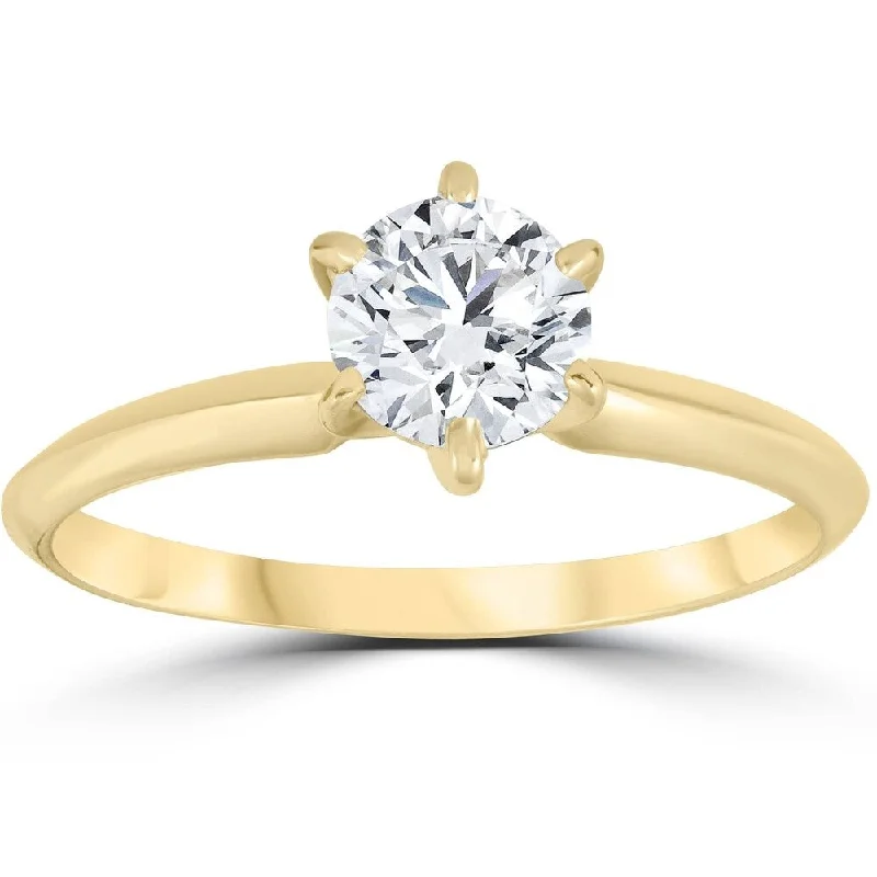 Women’s eco-friendly engagement rings-Pompeii3 14k Yellow Gold 1 Ct TDW Solitaire Diamond Engagement Ring Clarity Enhanced