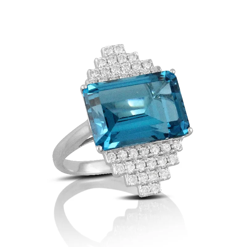 Women’s princess cut engagement rings-London Blue Topaz and Diamond Ring