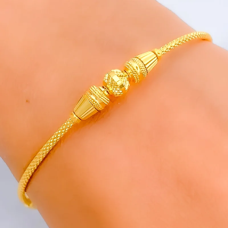 Women’s sterling silver friendship bracelets-Elegant Slender 22k Gold Bangle Bracelet