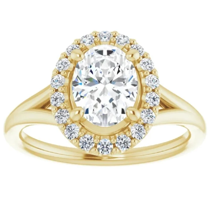 Women’s platinum diamond engagement rings-1 1/4Ct Oval Diamond Engagement Ring 14k Yellow Gold Halo Band Enhanced