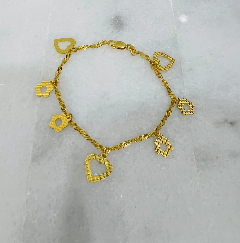 Women’s fashion bracelets-21k Gold Charm Bracelet