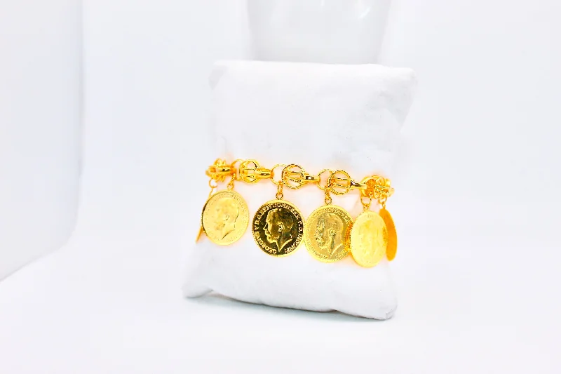 Women’s crystal bracelets-21k Gold Coin Charm Bracelet