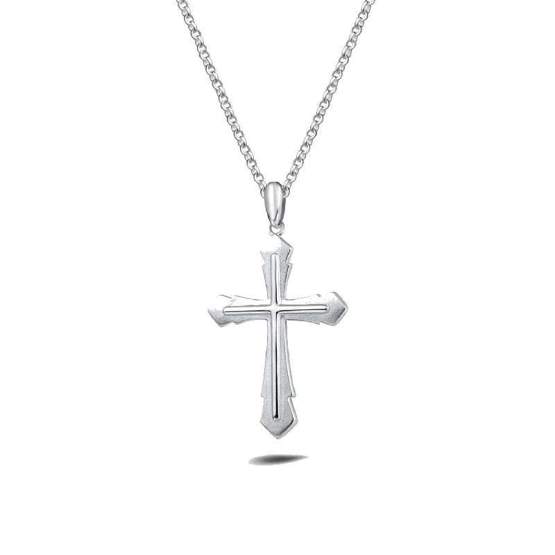 Women’s celestial necklaces-FANCIME Edgy Mens Cross Sterling Silver Necklace