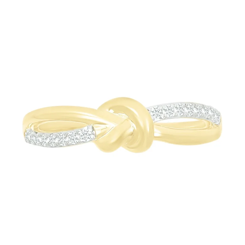 Women’s affordable engagement rings-Diamond and Gold Knot Ring