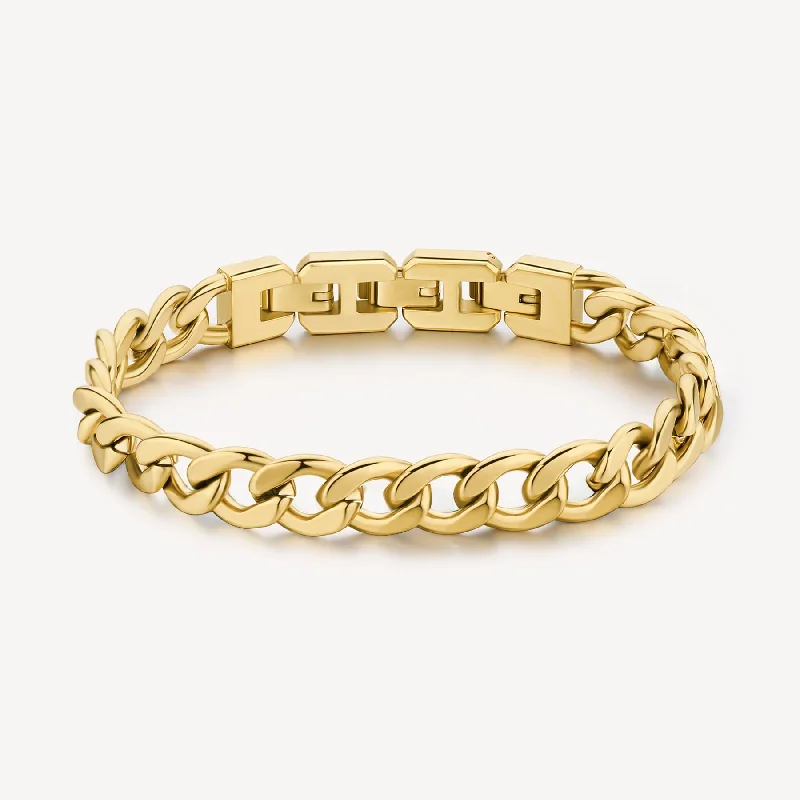 Women’s statement bracelets-Open Curb Link Bracelet in Gold Plated Stainless Steel