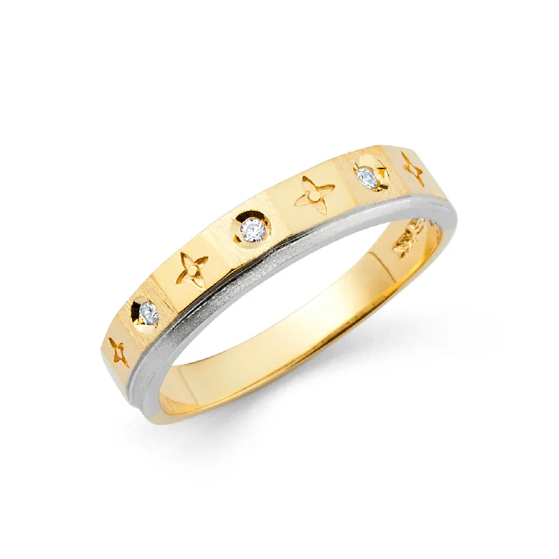 Women’s custom design engagement rings-14K Solid Gold CZ Women's Wedding Band