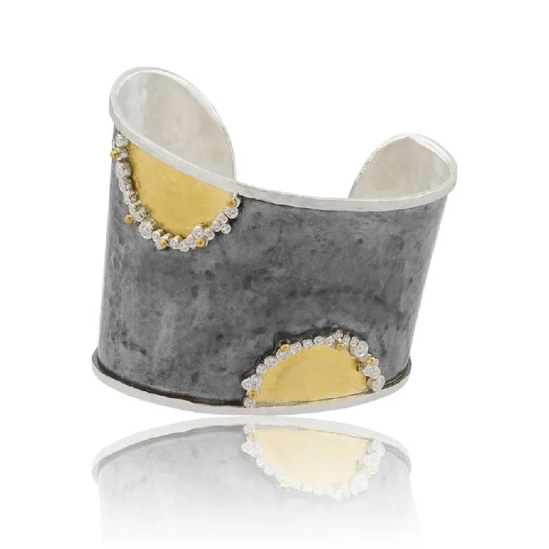 Women’s sterling silver bracelets-24K Diamond Cuff Bracelet