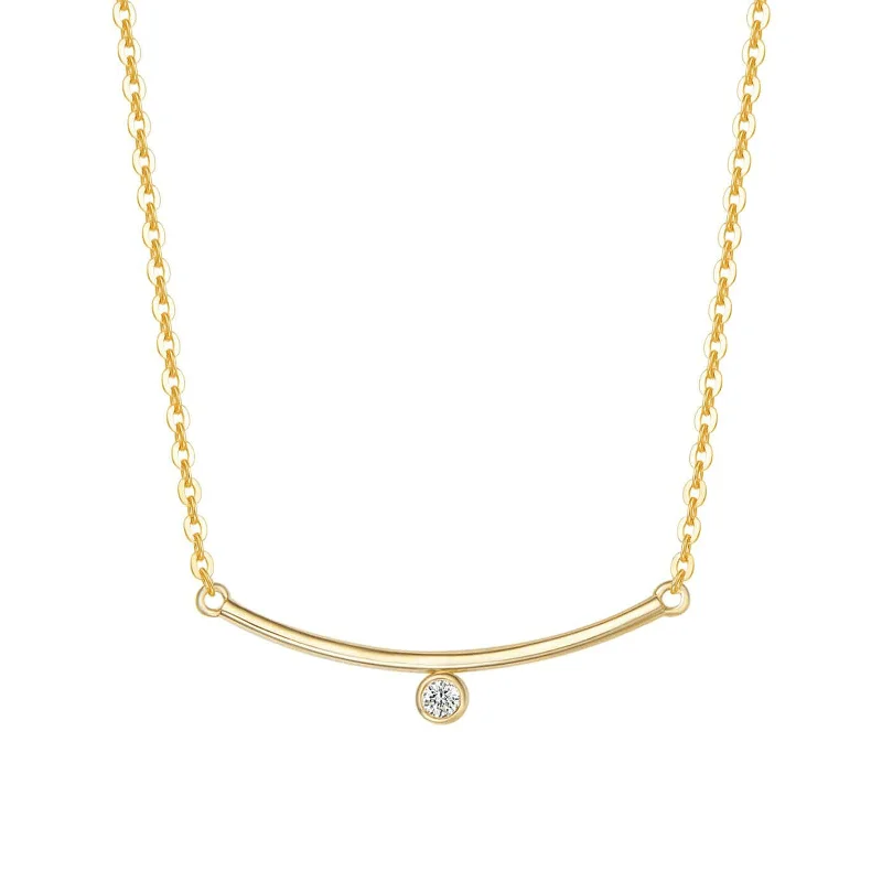 Women’s diamond necklaces for women-"Diamond Under Lining" 14K Yellow Gold Necklace