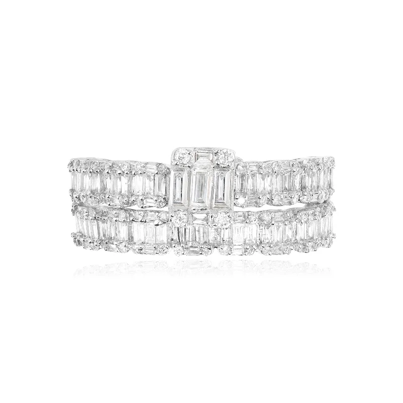 Women’s classic solitaire diamond engagement rings-Baguette Diamond Eternity Bands 18k