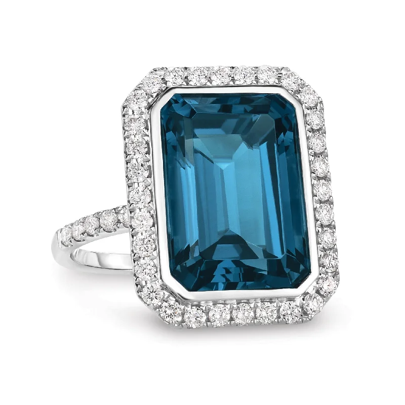 Women’s pear-shaped engagement rings-London Blue Topaz and Diamond Ring