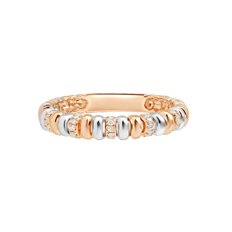 Women’s rose gold engagement rings with diamonds-Beaded Diamond Eternity Ring  Two-Tone White and