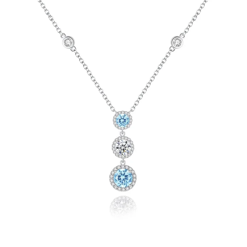 Women’s pearl drop necklaces-"Blue Glow" Sterling Silver Necklace