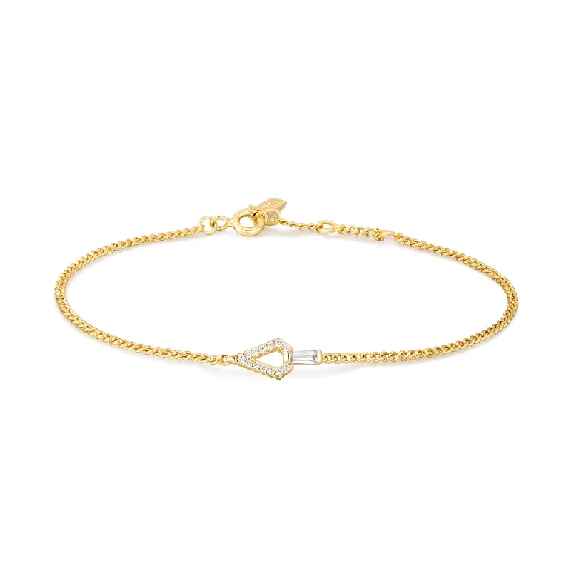 Women’s wedding bracelet sets-Geometric Bracelet in Gold Plated Sterling Silver