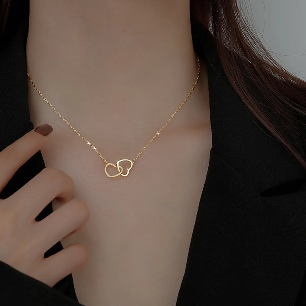 Women’s chic necklaces-Lady Heart Shape Titanium Steel Plating Pendant Necklace