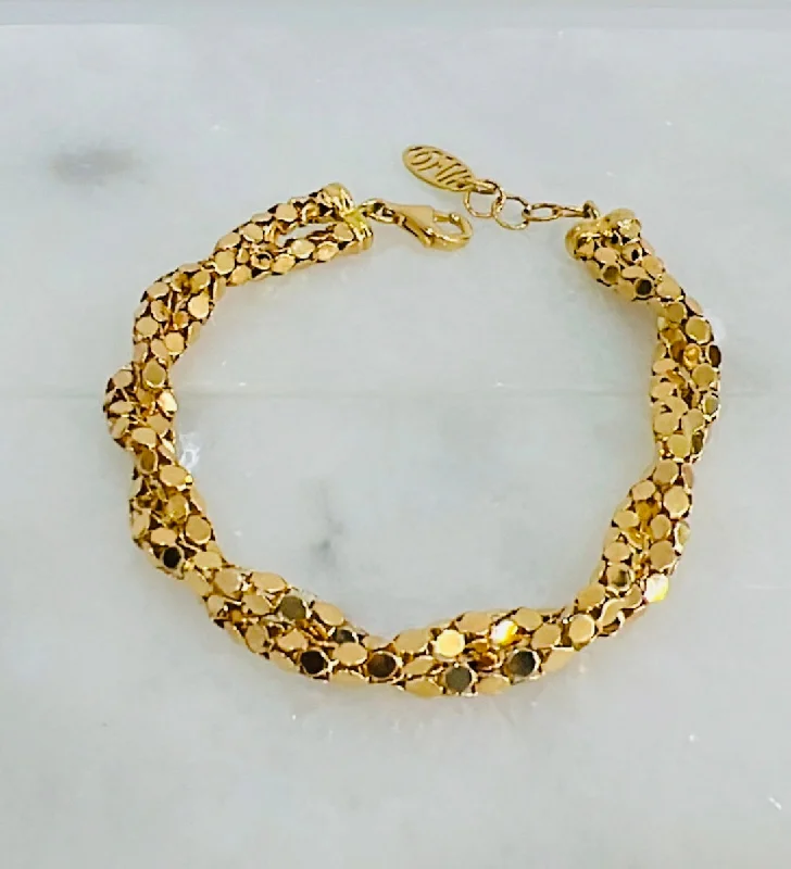 Women’s friendship bracelets-18k Gold Himo twisted Bracelet