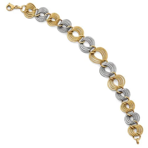 Women’s luxury stackable bracelets-14k Two-Toned Fancy Bracelet