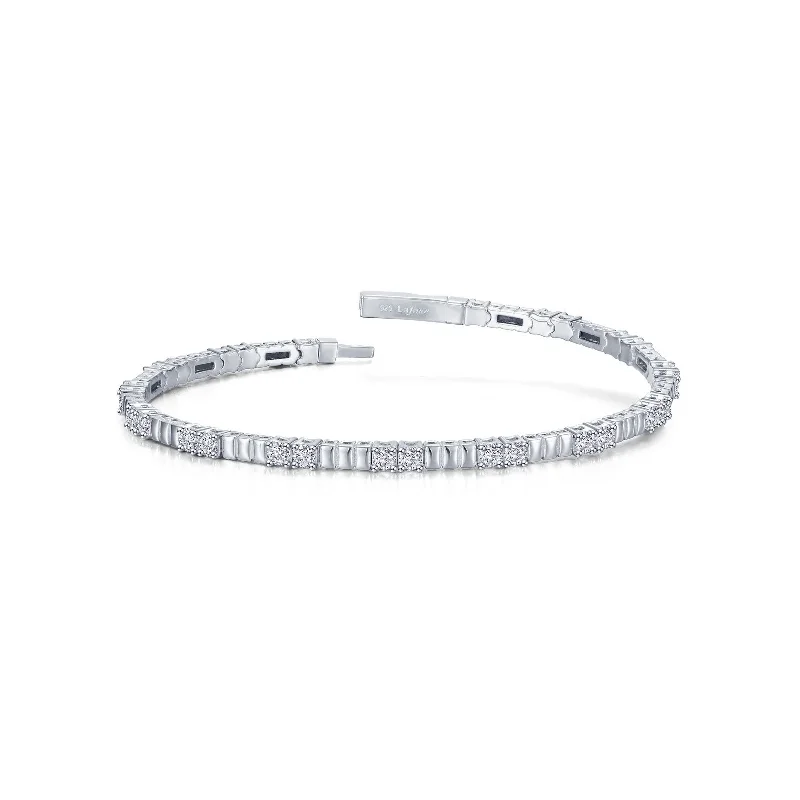 Women’s sterling silver friendship bracelets-Flexible Station Bracelet in Sterling Silver