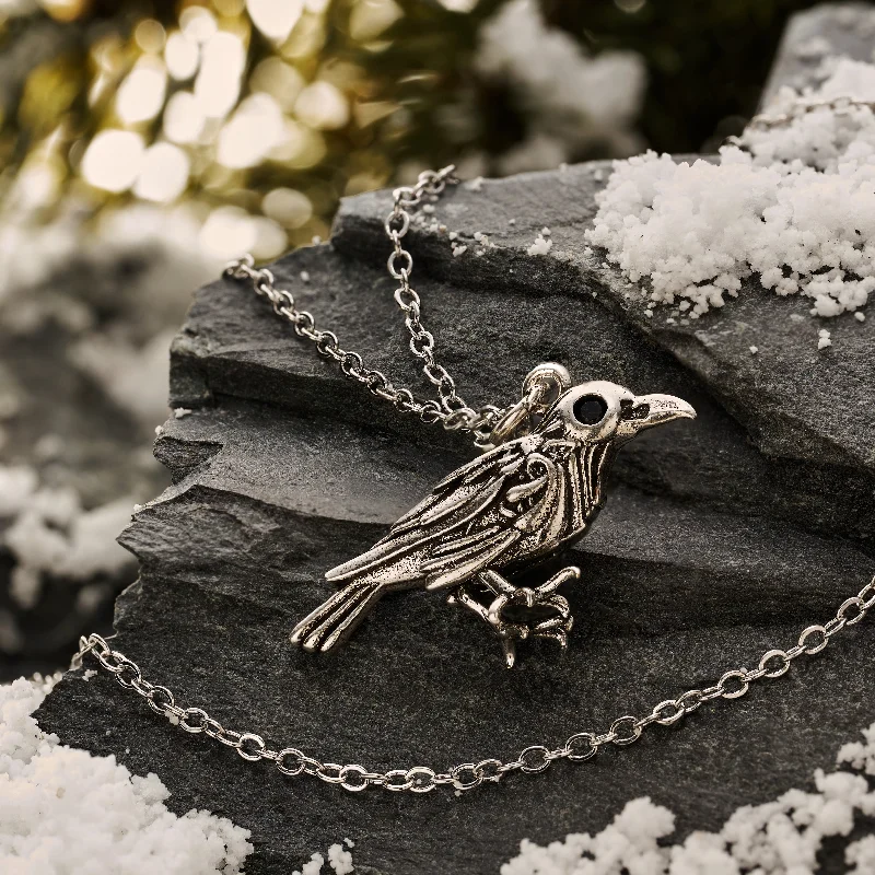 Women’s gemstone necklaces-"Nevermore" Raven Necklace