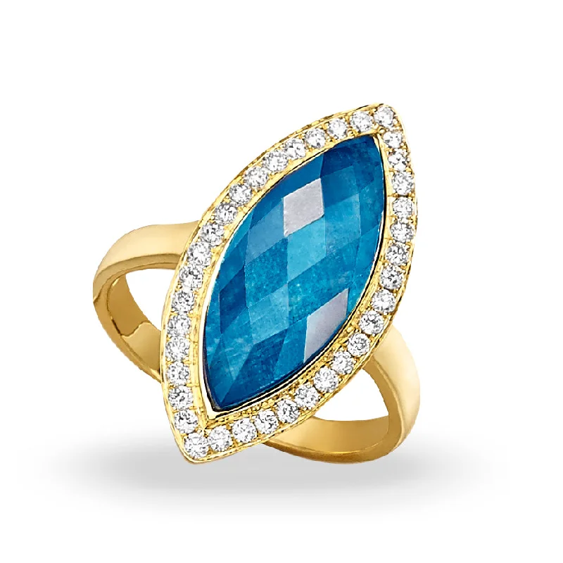 Women’s unique engagement rings-Apatite and Diamond Ring