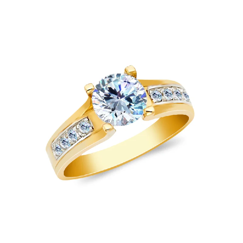 Women’s elegant engagement rings-14K Gold 1 Ct. Round Cut CZ Wedding Engagement Ring