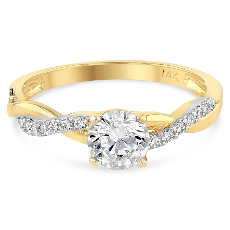 Women’s affordable diamond engagement rings-Twisted Vine Wedding Engagement Ring in 14k Solid Gold