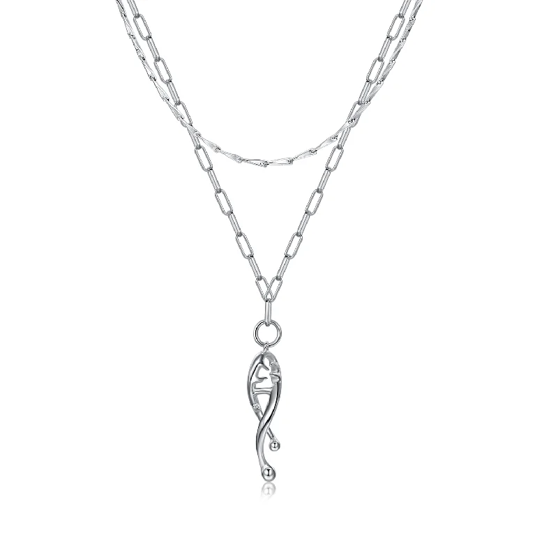 Women’s sapphire necklaces-FANCIME "My DNA" Gene Inspired Style Sterling Silver Necklace