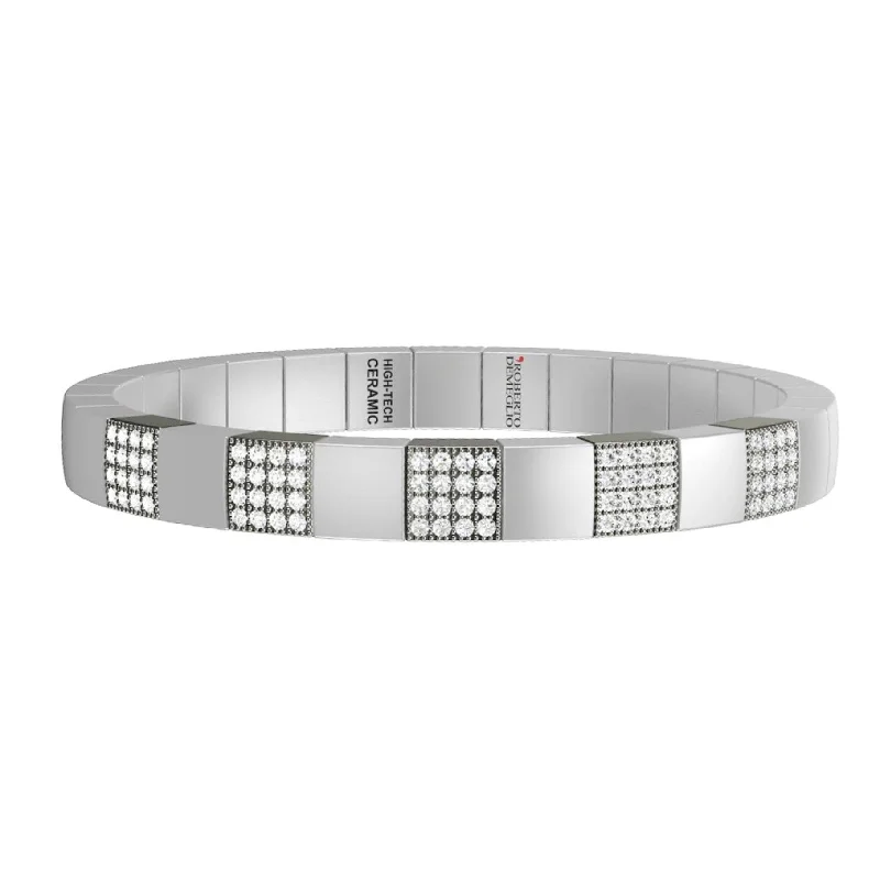 Women’s engraved cuff bracelets-Diamond Ceramic Bead Bracelet