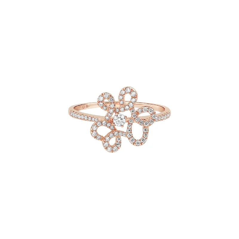 Women’s designer engagement rings-Abstract Diamond Flower Cocktail Ring