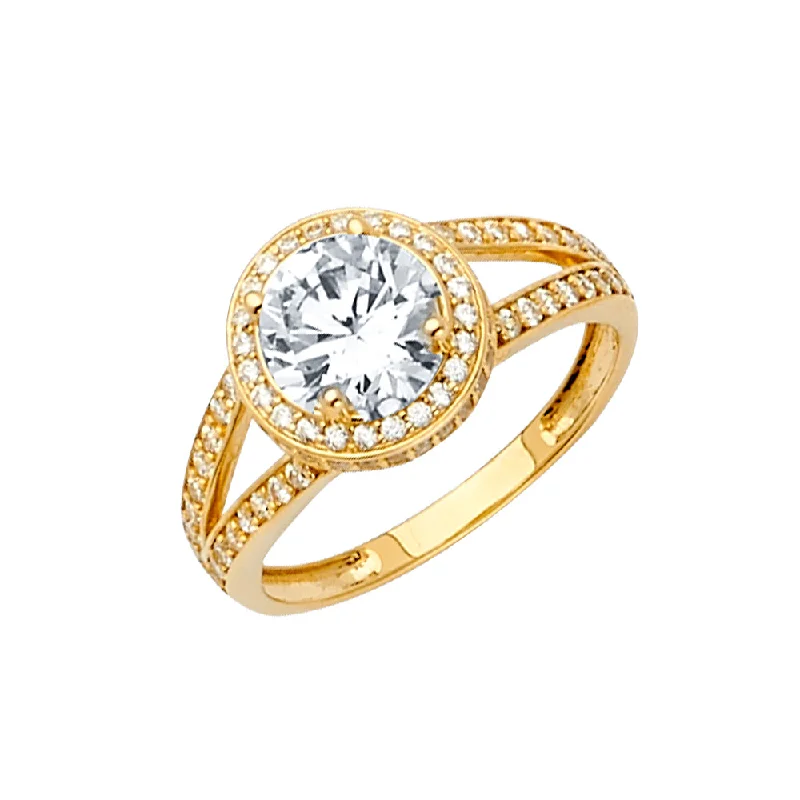 Women’s yellow gold engagement rings-14K Solid Gold Round Cut CZ Solitaire Engagement OR Anniversary Ring