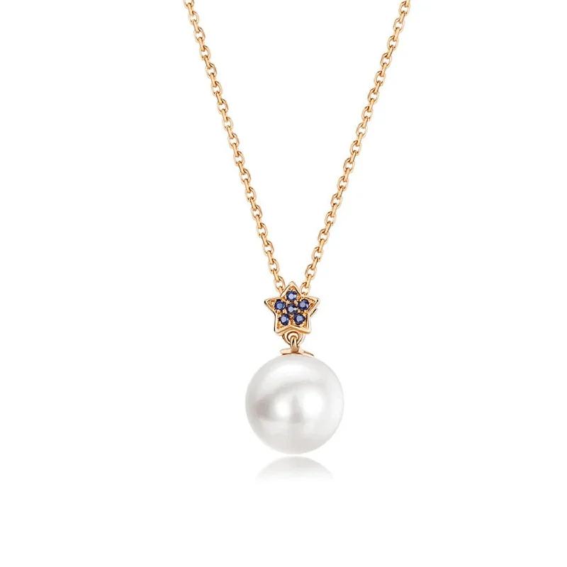 Women’s opal necklaces-The "Starry Night" Akoya Pearl Pendant 18k Gold Necklace