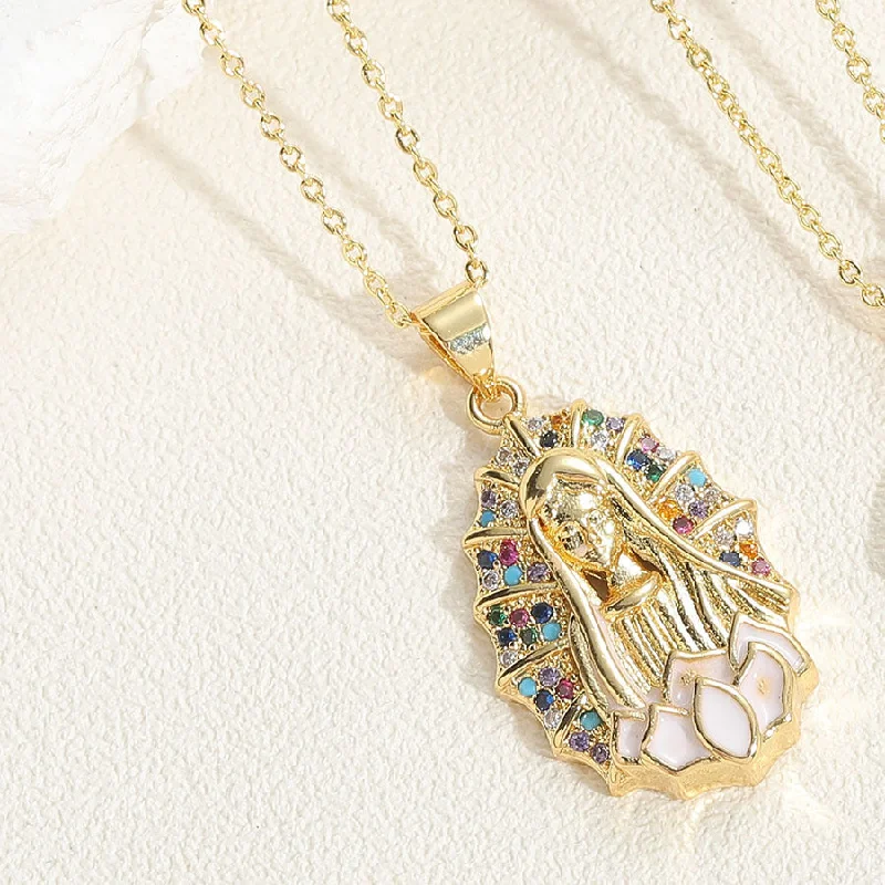 XL2576-2 colorful zircon Virgin necklace