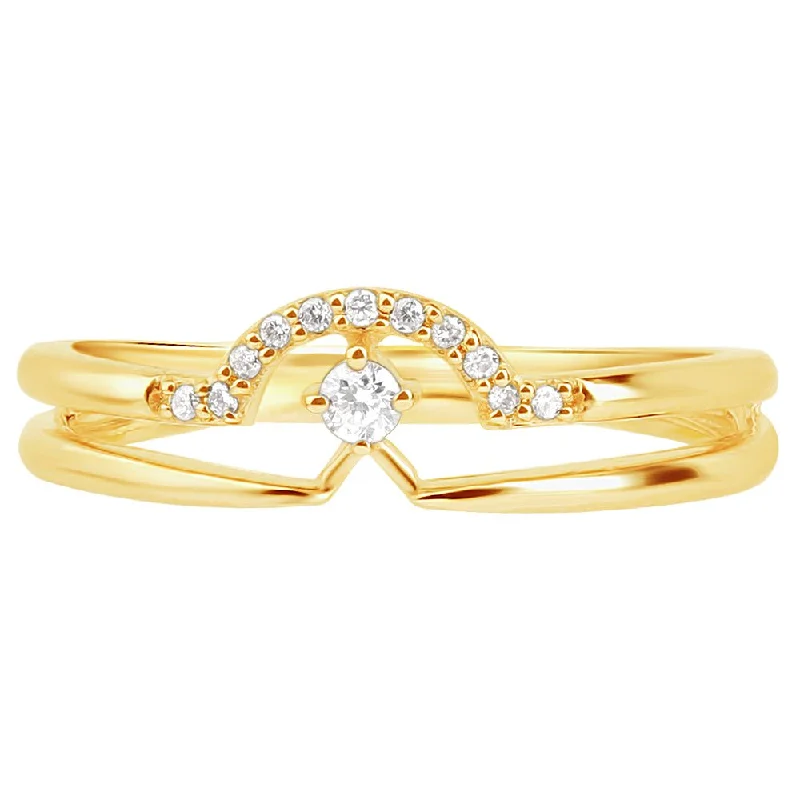 Women’s vintage diamond engagement rings-Diamond Curve Double Layer Band