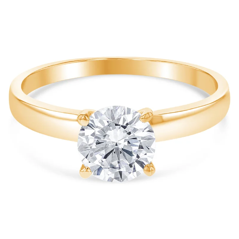 Women’s exclusive engagement rings-14K Solid Gold 1 Ct. Round Cut Solitaire CZ Engagement Ring