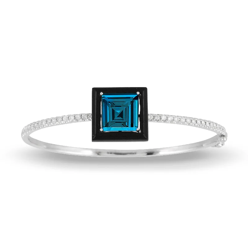 Women’s black leather bracelets-London Blue Topaz and Diamond Bracelet