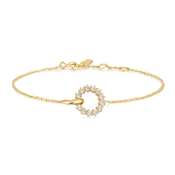 Women’s personalized bracelets-Interlinked Circles Pave Bracelet in Gold Plated Sterling Silver