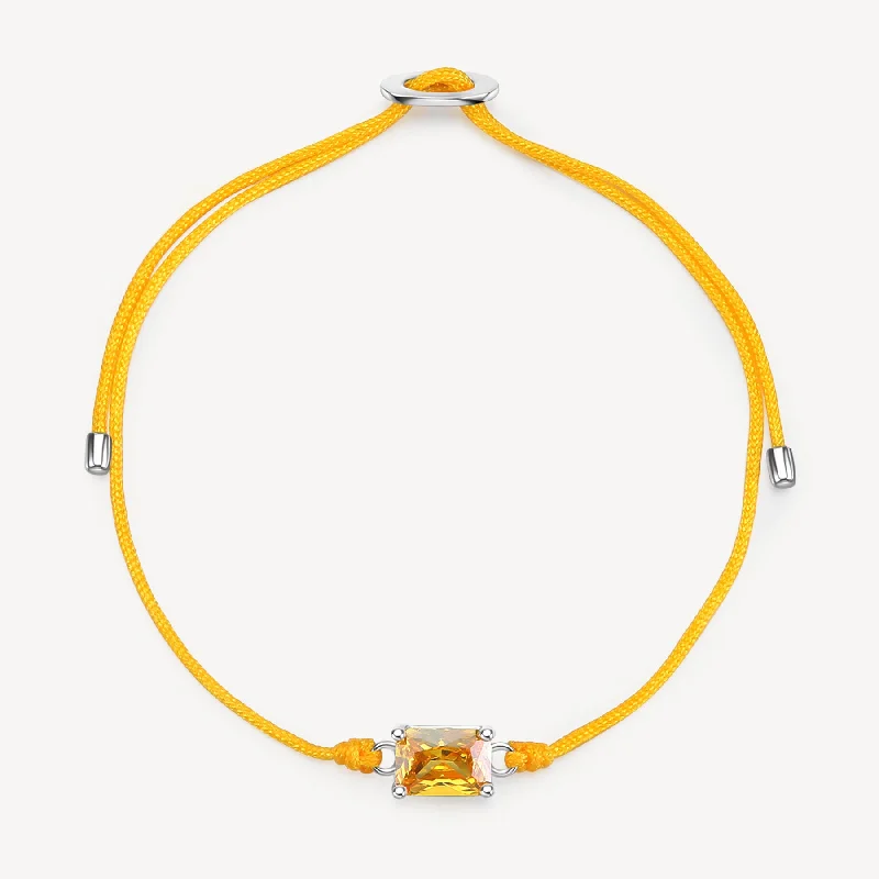 Women’s luxury gold bangles-Fancy Yellow Stone Cord Bracelet in Sterling Silver