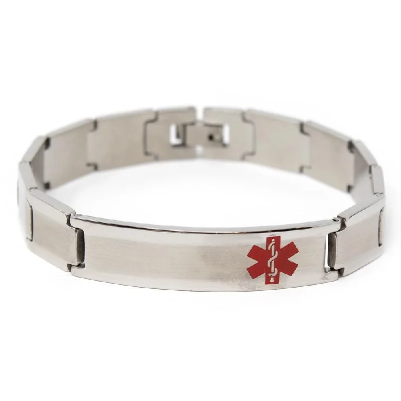 Women’s ruby bracelets-Men's Stainless Steel Medical ID Link Bracelet