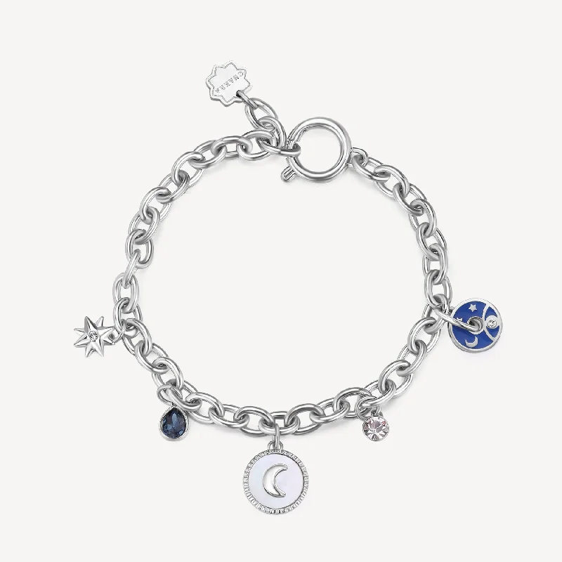 Women’s tennis bracelets-Moon Chakra Bracelet in Stainless Steel