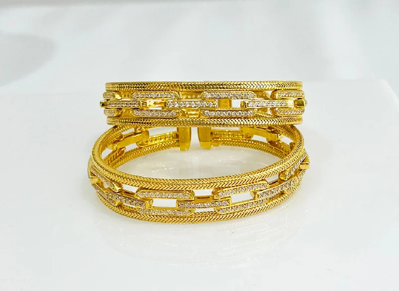 Women’s gold plated bracelets-21k Gold Himo Link Cuff Bracelet