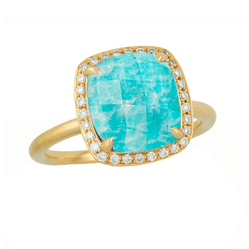 Women’s luxurious engagement rings-Amazonite and Diamond Ring