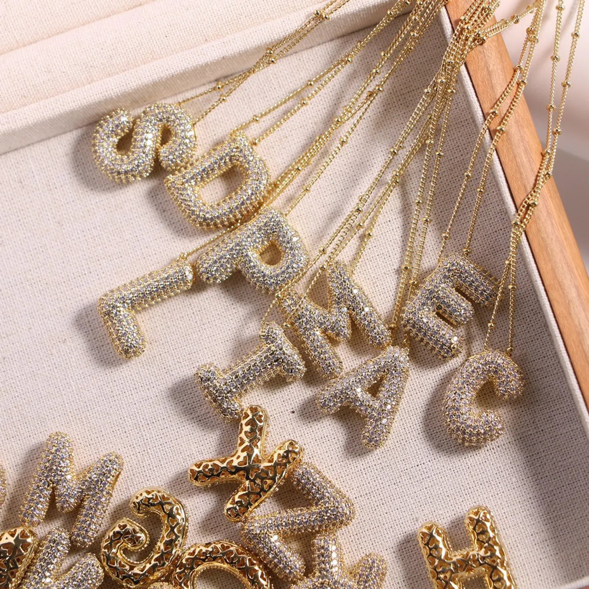 Women’s birthstone necklaces-Copper Gold Plated IG Style Korean Style Plating Inlay Letter Zircon Pendant Necklace