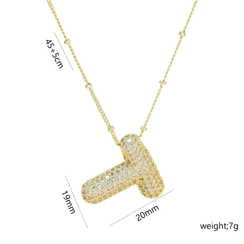 Letter T Necklace-Gold