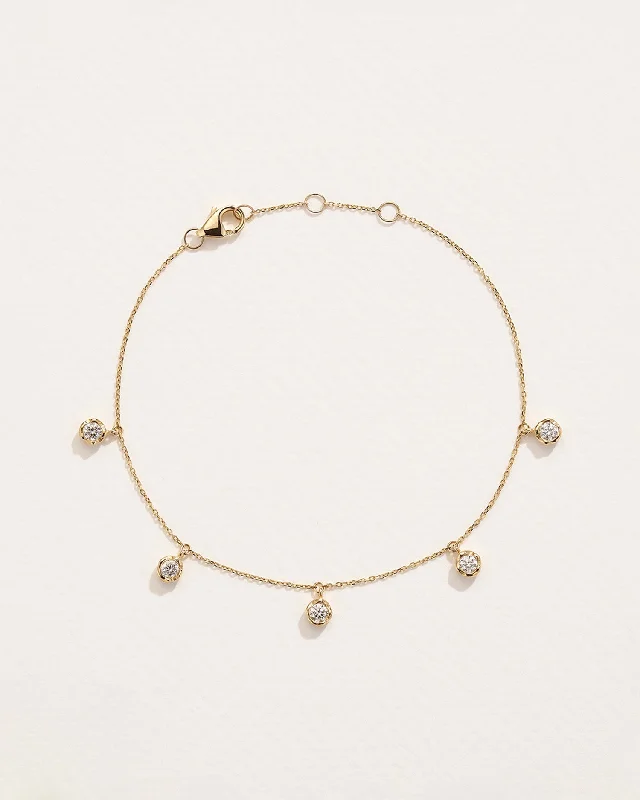 Women’s silver bracelets-Diamond Station Droplet Bracelet